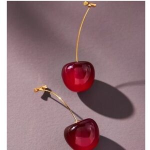 Beautiful Cherry Earrings BNWT Stunning Red and Gold